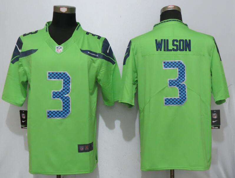 2017 Nike Seattle Seahawks #3 Wilson Green Color Rush Limited Jersey->ncaa teams->NCAA Jersey